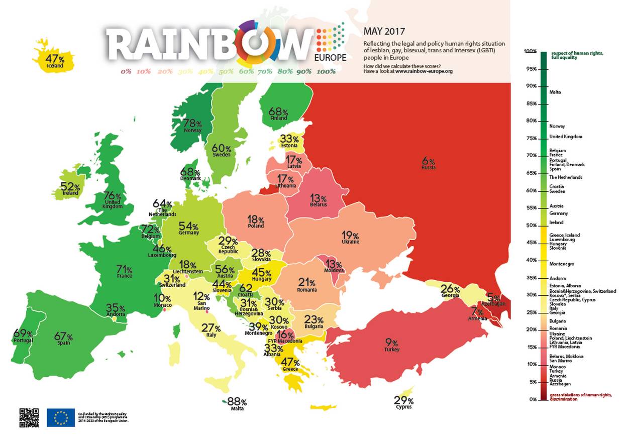 La France est passée de la 23e à la 5e place pour les droits LGBT en Europe