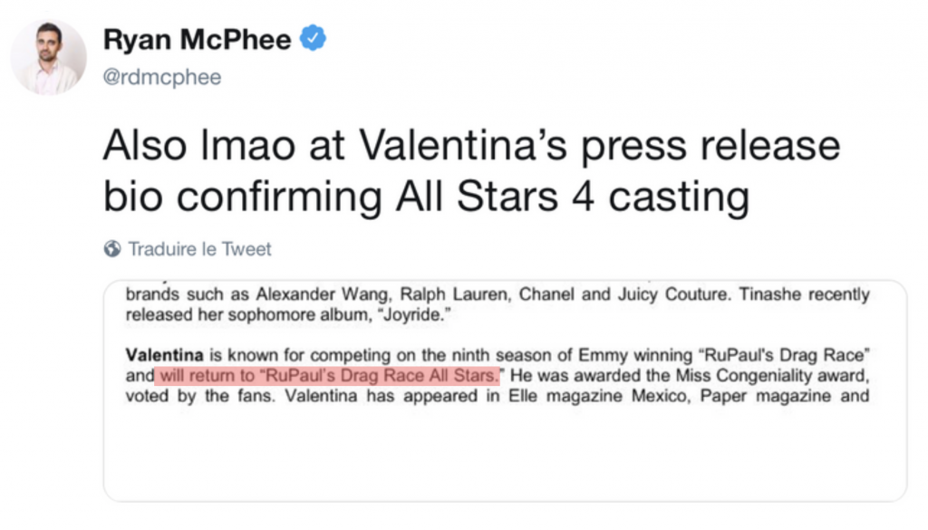 Une fuite confirme le casting de "RuPaul's Drag Race: All Stars" saison 4