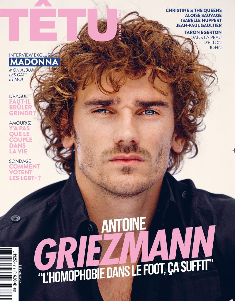 Antoine Griezmann en couverture du magazine gay Têtu.