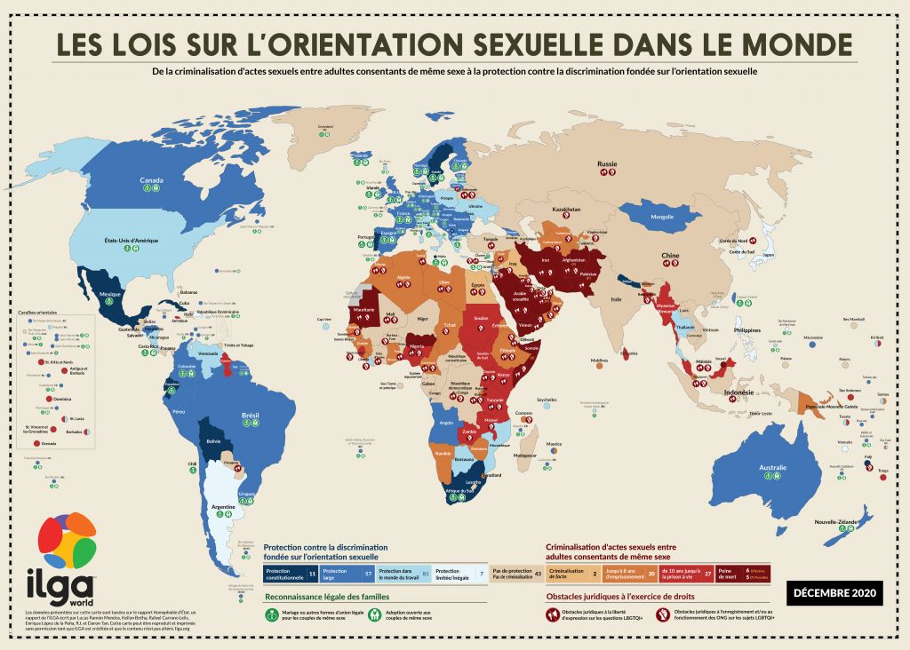 L'Ilga dévoile la carte des pays les plus LGBTphobes de la planète