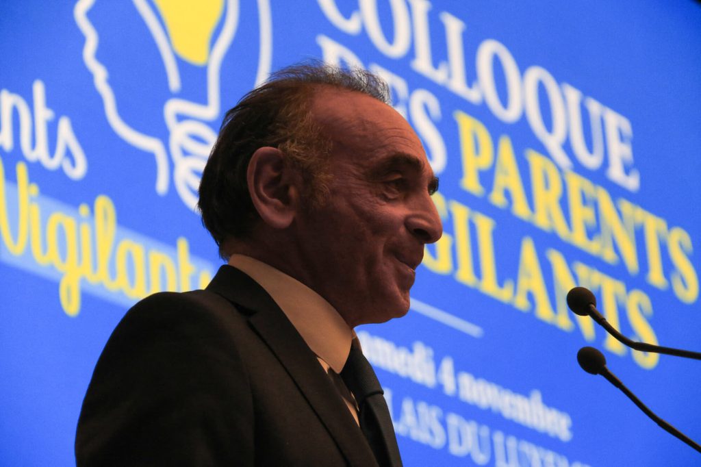 Éric Zemmour au colloque des Parents Vigilants au Sénat, le 4 novembre 2023.