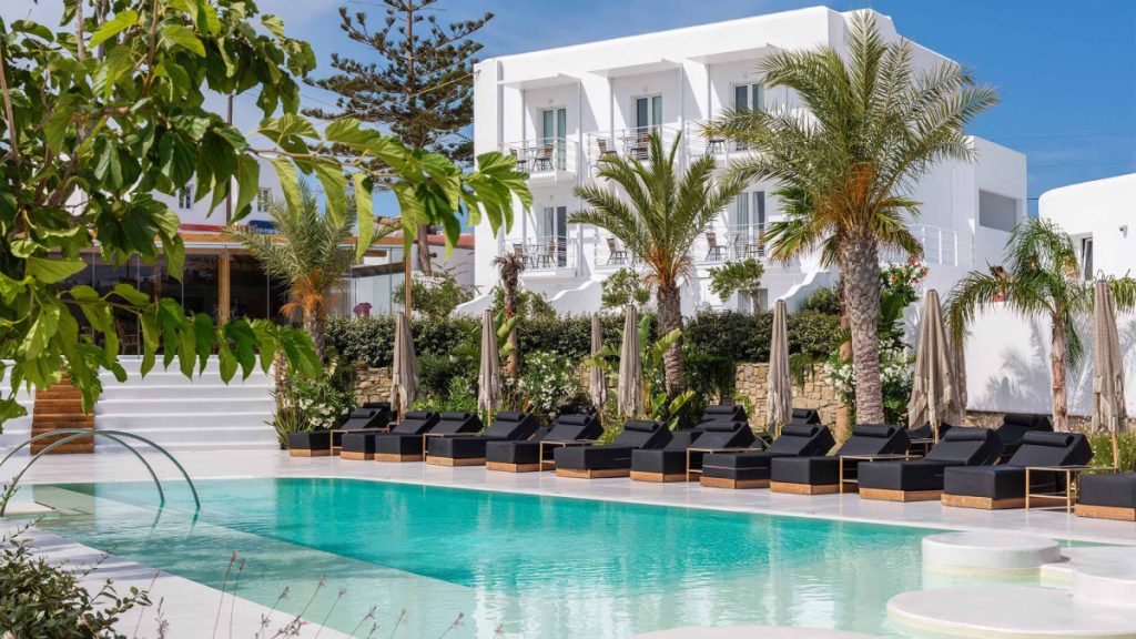 L'hôtel Axel Beach de Mykonos, Grèce.